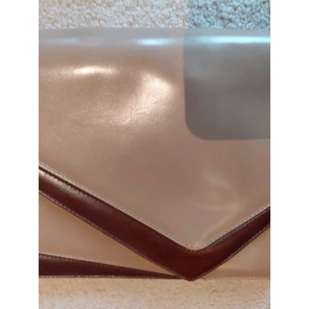 Bruno Magli Vintage Patent Leather Envelope Crossbody Purse Beige Brown - Picture 3 of 10